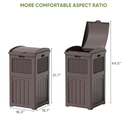 Black 36 Gallon Resin Outdoor Trash Can with Lid R2688
