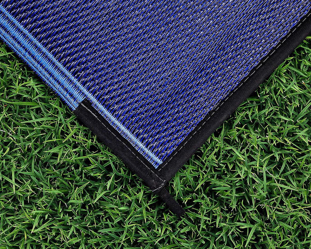 Large Reversible Outdoor Patio Mat 9' x 12' Lattice Blue X64439