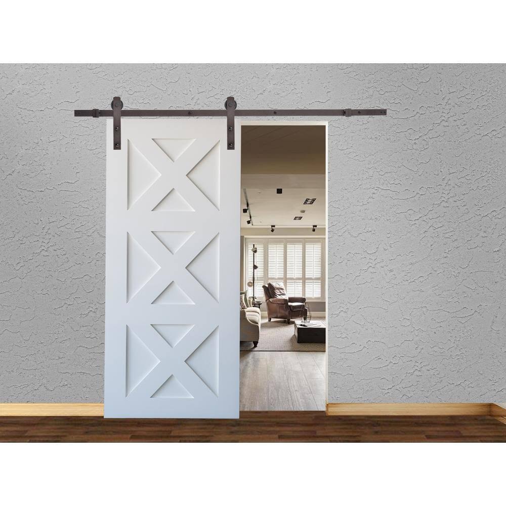 96 in. Antique Bronze Sliding Door Track and Hardware Set V286