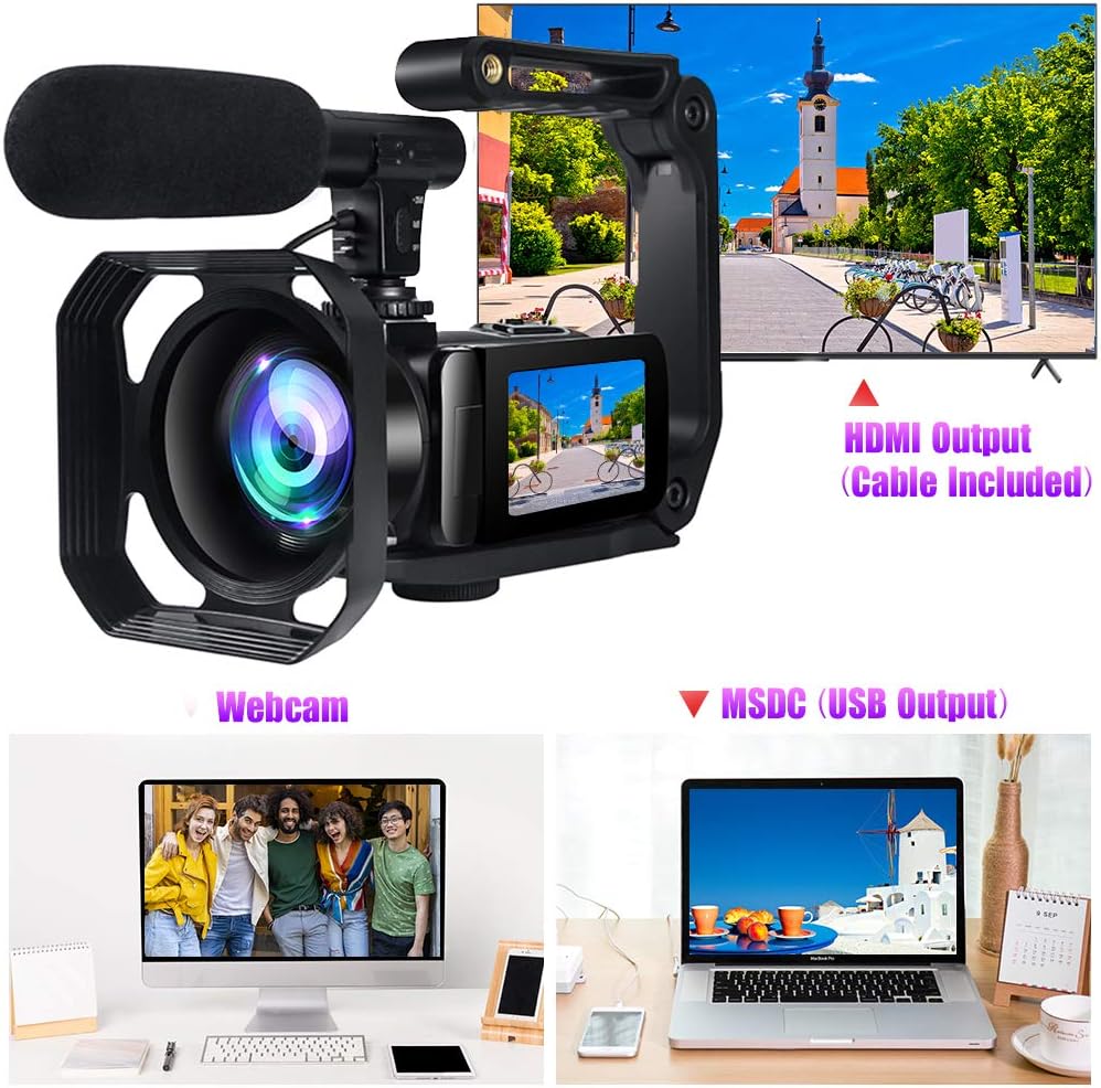 4K Video Camera Camcorder with Microphone and Touch Screen M185547