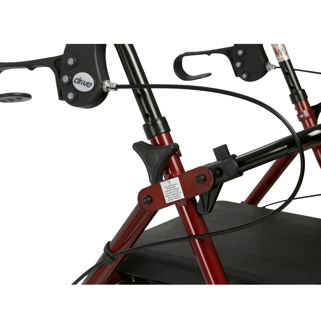 Red Aluminum Rollator with Padded Seat F153
