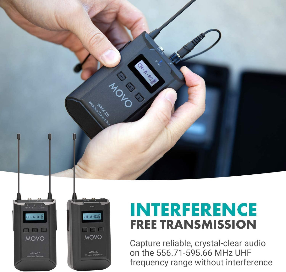 48-Channel UHF Wireless Lavalier Microphone System with 1 Receiver, 1 Transmitter, and 1 Lapel Microphone M57708