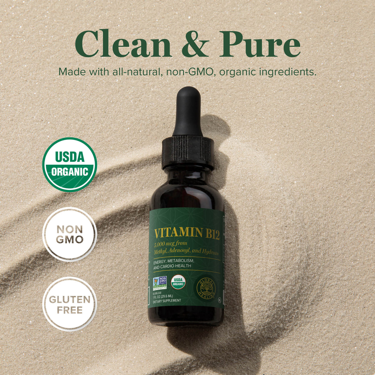 Organic Liquid Vitamin B12 Drops, 5000mcg, 1 fl oz W474440