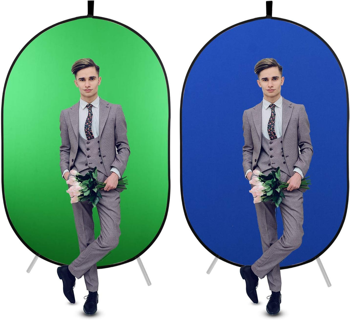 Portable Green Screen Backdrop 5 x 6.5ft Collapsible Chromakey Background Q660