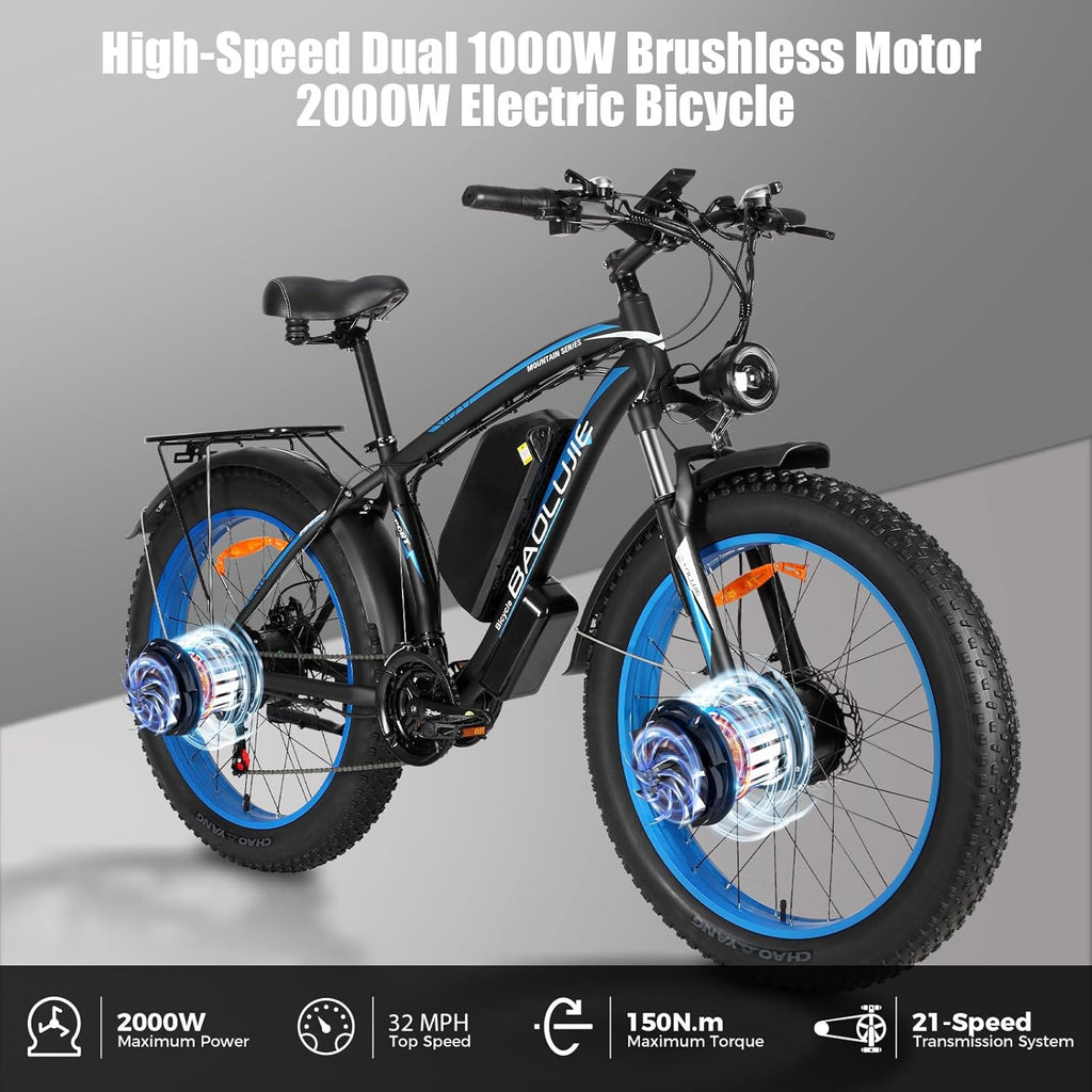 1000W Dual Motor 48V 20AH Battery 21 Speed Electric Bike H852
