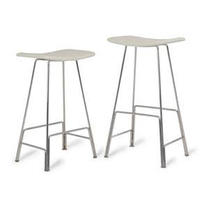 White Polished Stainless Steel Counter Stool M82519