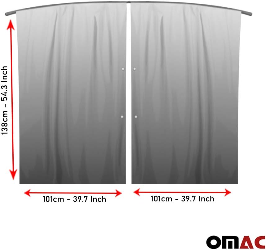 Grey Van Divider Curtains Sunshade Blinds Kit 2 pcs. Curtains 1pcs. Profiles Screws R7261