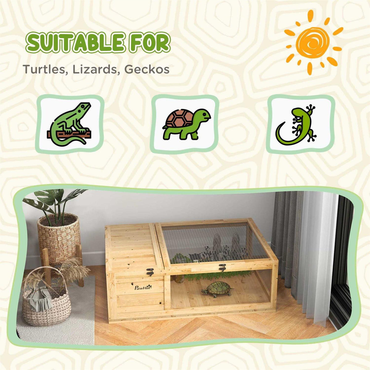 Wooden Tortoise House Turtle Habitat Enclosure Reptile Cage S319