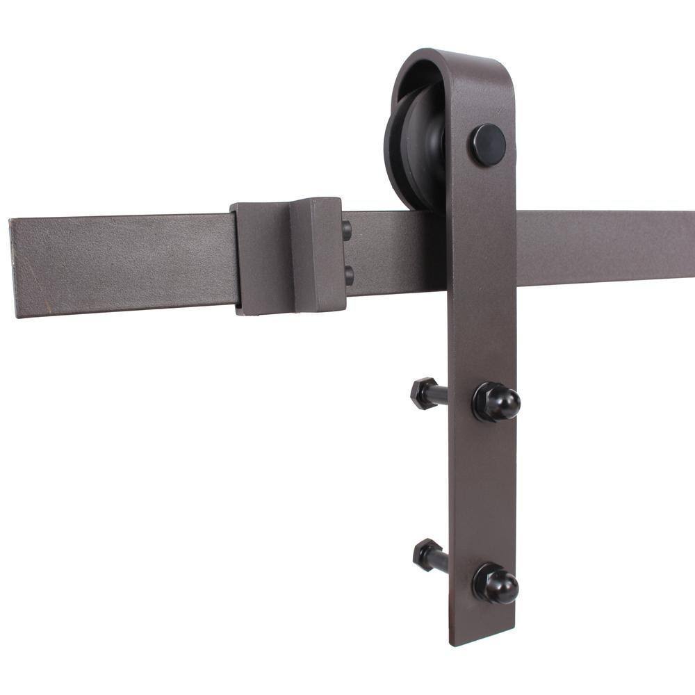 96 in. Antique Bronze Sliding Door Track and Hardware Set V286