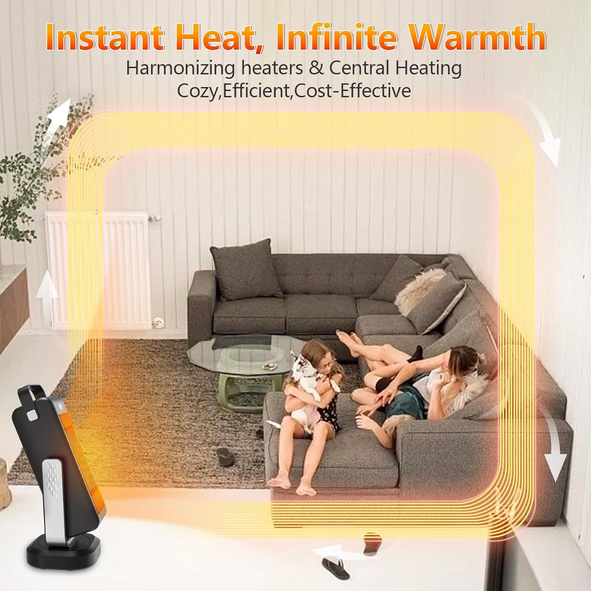 3D Oscillating Portable Electric Heater with Thermostat D43501