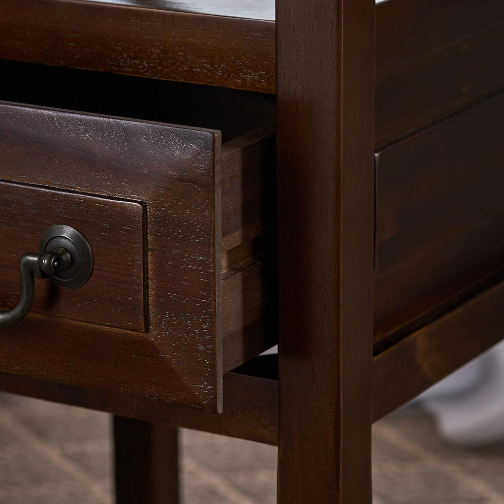 Brown Mahogany Acacia Wood Accent Table with Drawer A355971