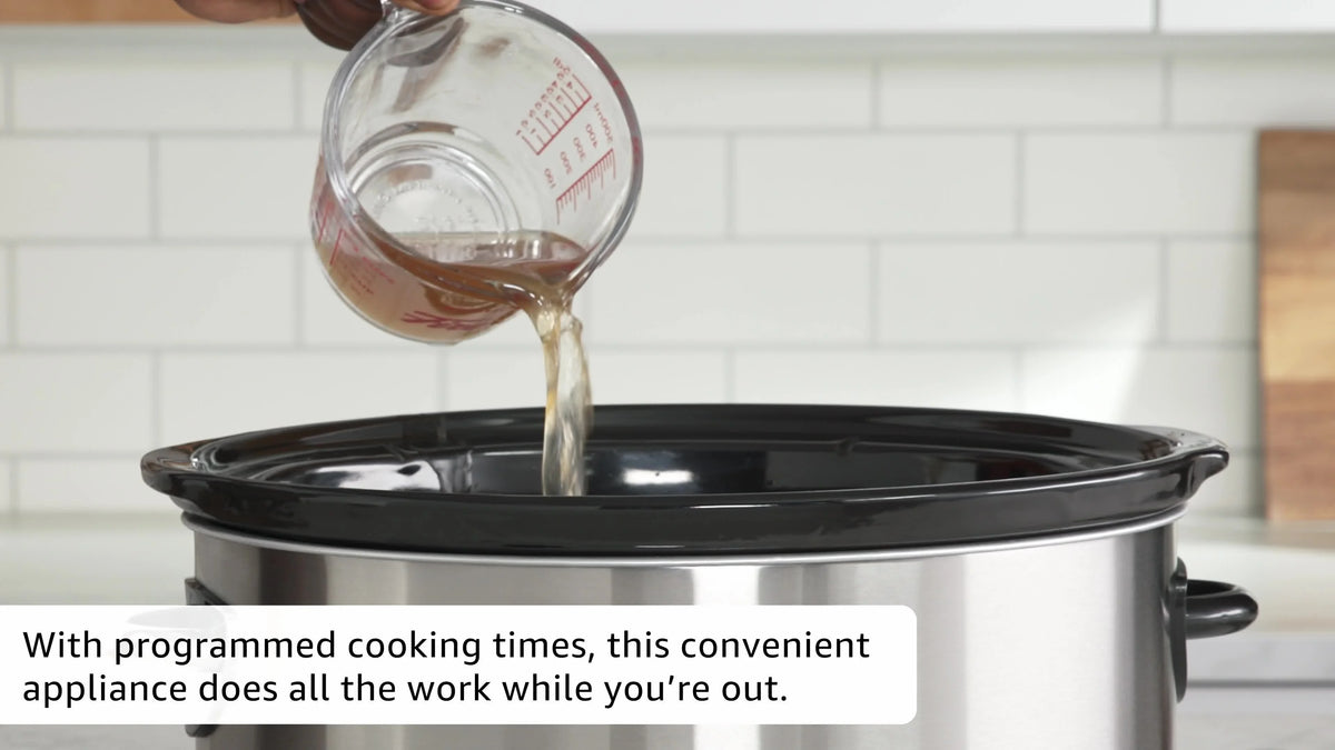 3-Quart Round Manual Slow Cooker Stainless Steel and Black F2614