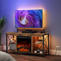 Rustic Brown Fireplace TV Stand with Led Lights and Power Outlets X613