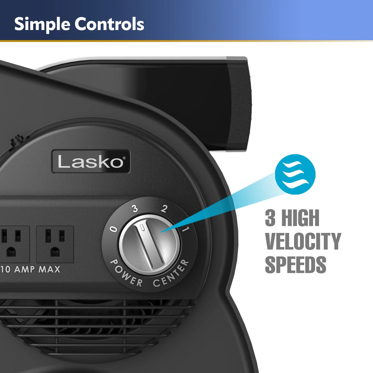 12 Pivoting High Velocity 3-Speed Blower Fan with Outlets, Black K28078