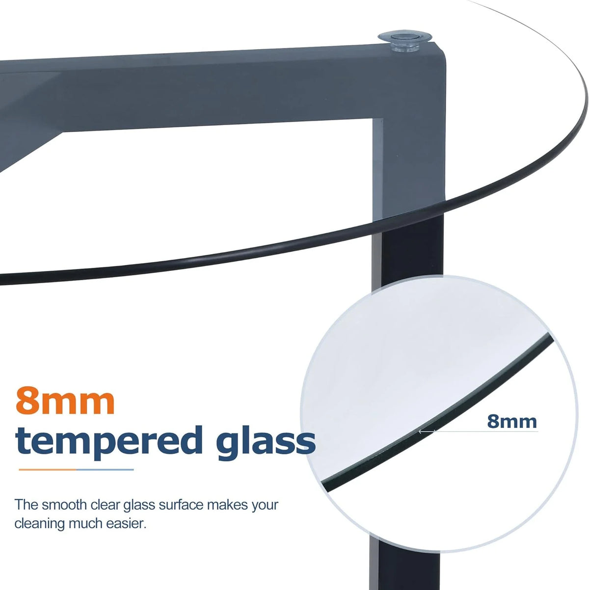 Glass Round Coffee Table with Wood Base Black Y3542