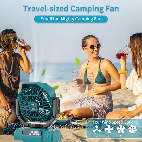 20000mAh Rechargeable Portable Camping Fan with Remote Control, Black S41771