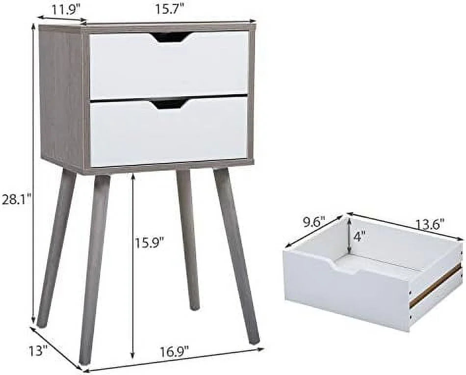 Blue Nightstand with Drawer Solid Wood Leg X50050