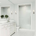 Adjustable Frameless Pivot Shower Door in Stainless Steel C851
