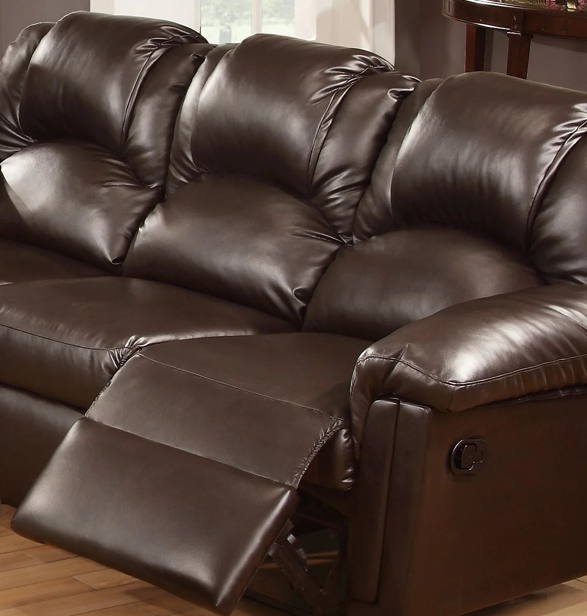 Brown Bonded Leather Glider Recliner Chair I42695