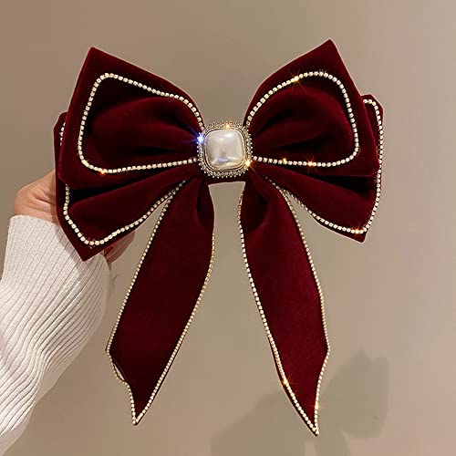 Red Velvet Hair Bow Clip F994