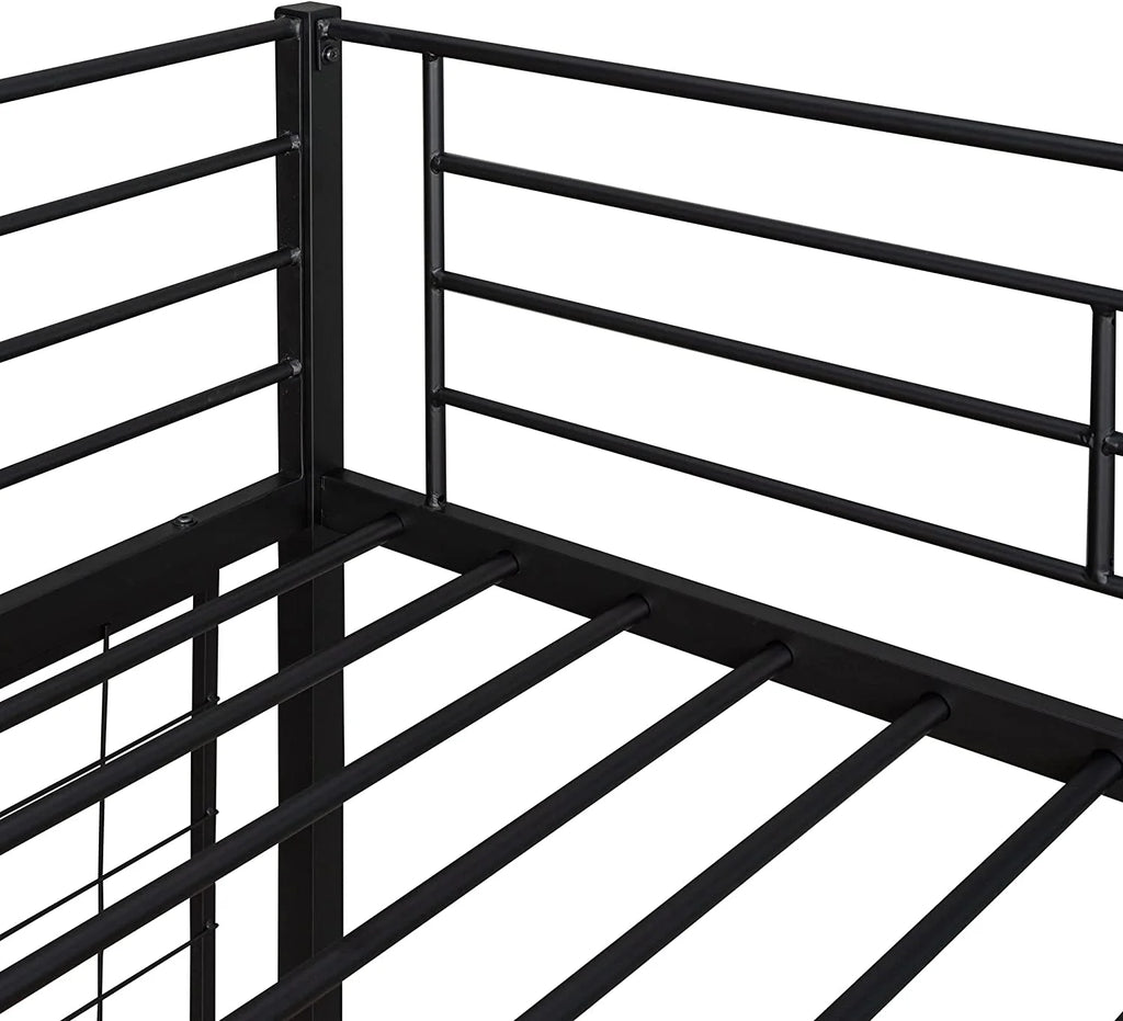 Metal Loft Bed with L-Shape Desk and Guardrails G136593