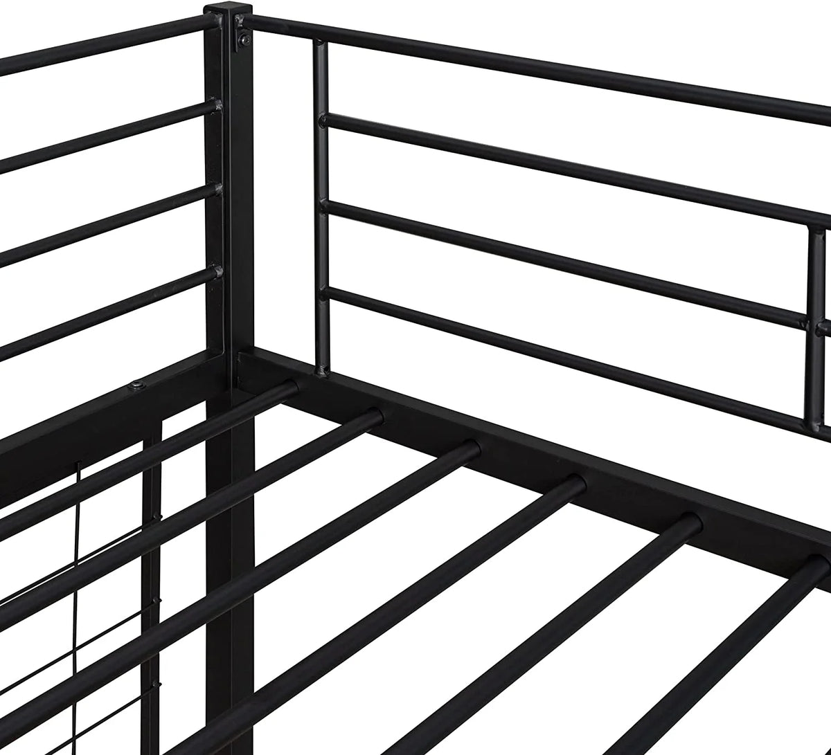 Metal Loft Bed with L-Shape Desk and Guardrails G136593