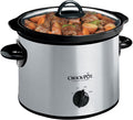 3-Quart Round Manual Slow Cooker Stainless Steel and Black F2614