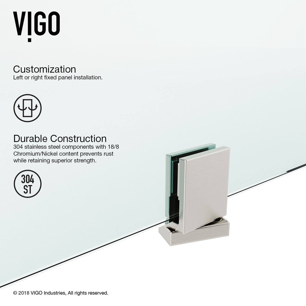 Adjustable Frameless Pivot Shower Door in Stainless Steel C851