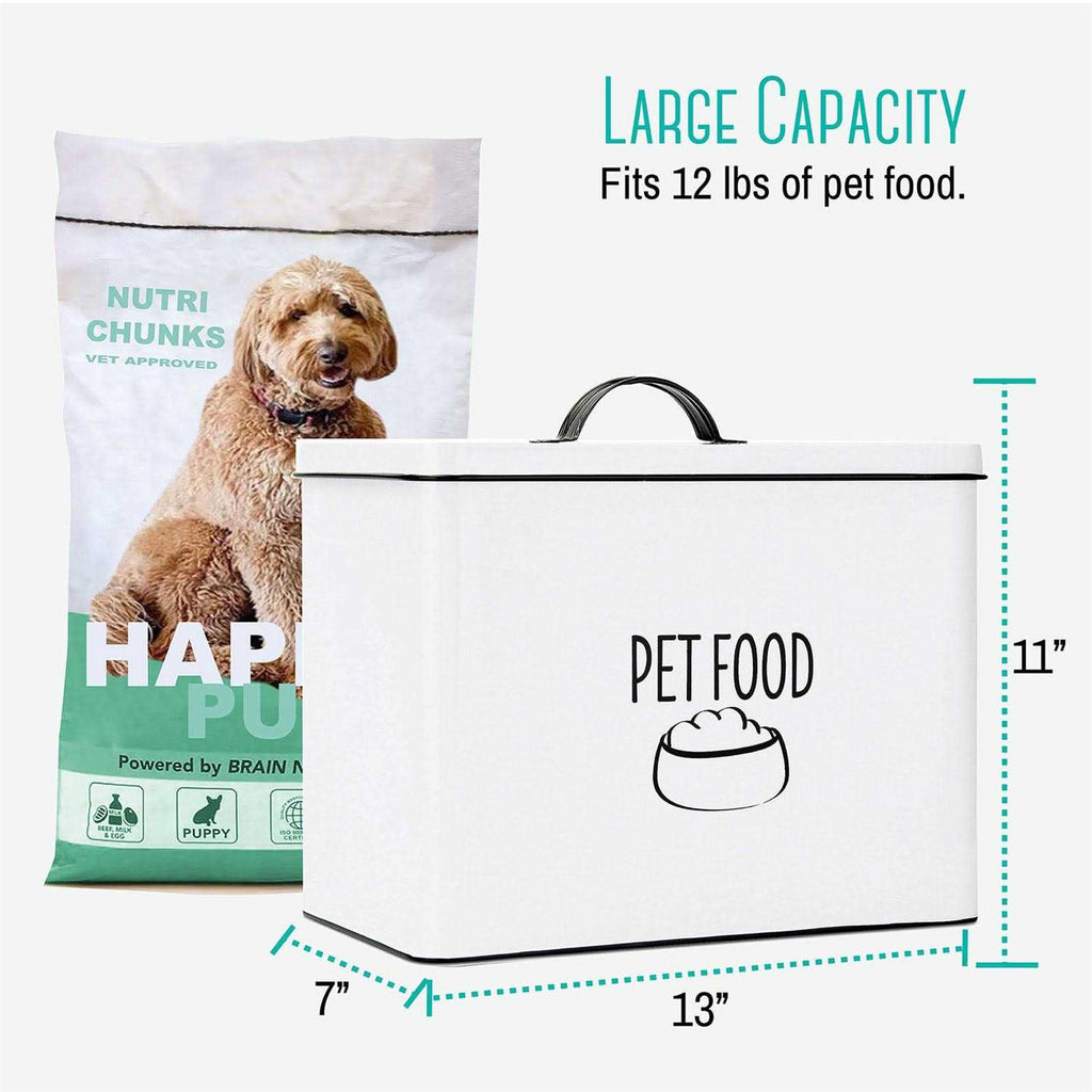 White Metal Dog Food Storage Container with Lid V564