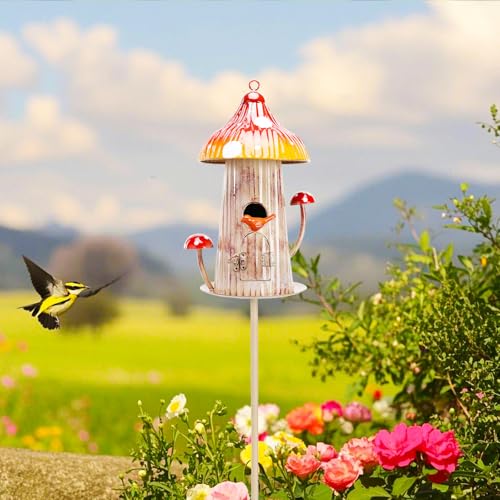 Metal Mushroom Birdhouse Stake T6333