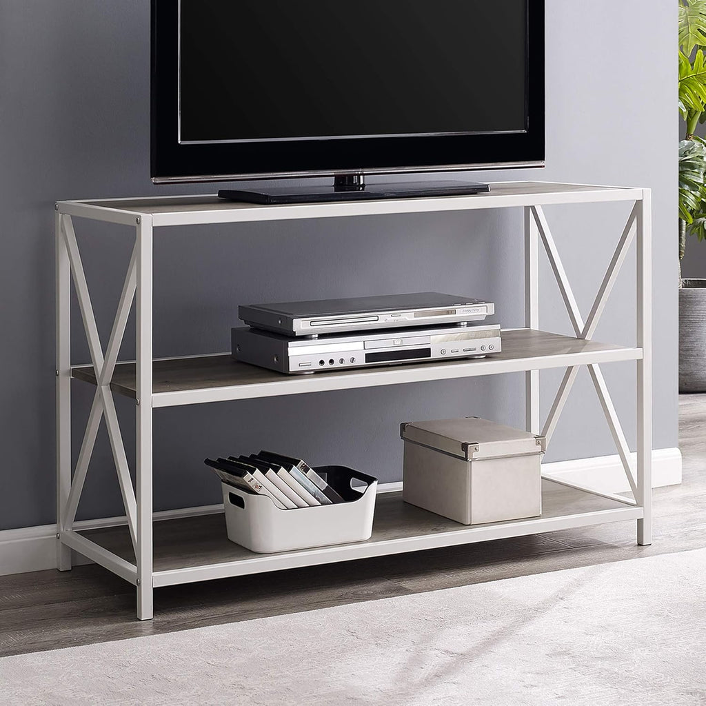 4 Tier Grey Metal Wood Bookcase I82144