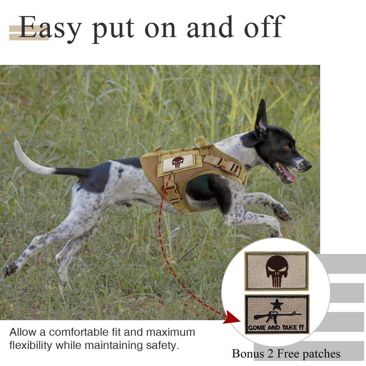 Adjustable MOLLE Dog Training Harness with Rubber Handle Z384898