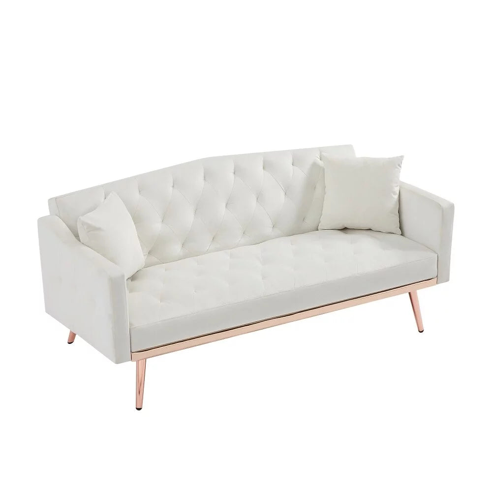 White Velvet Convertible Sofa Bed M22075
