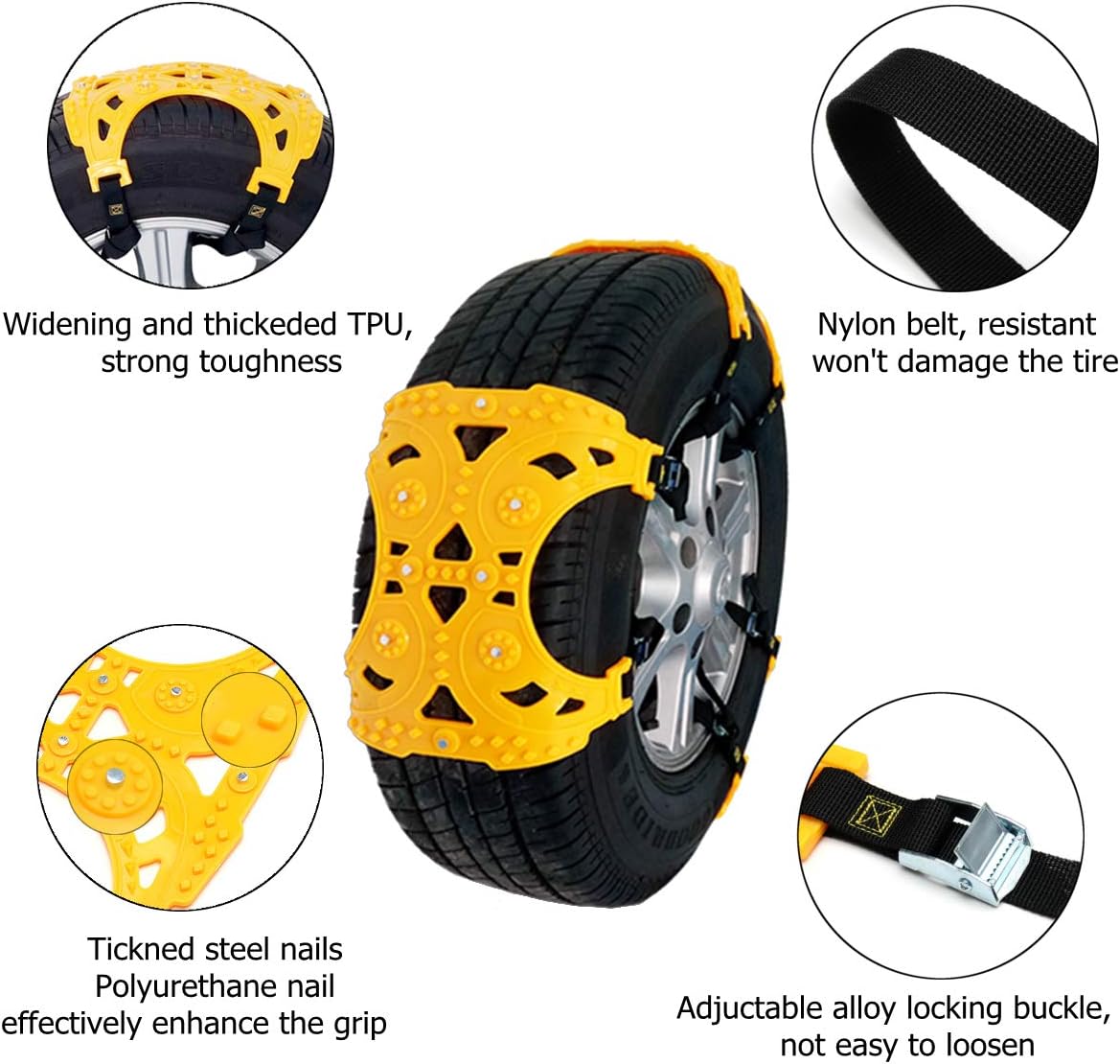 Universal Anti-Skid Tire Chains for Car, SUV, and Pick Up, Pack of 2 W748