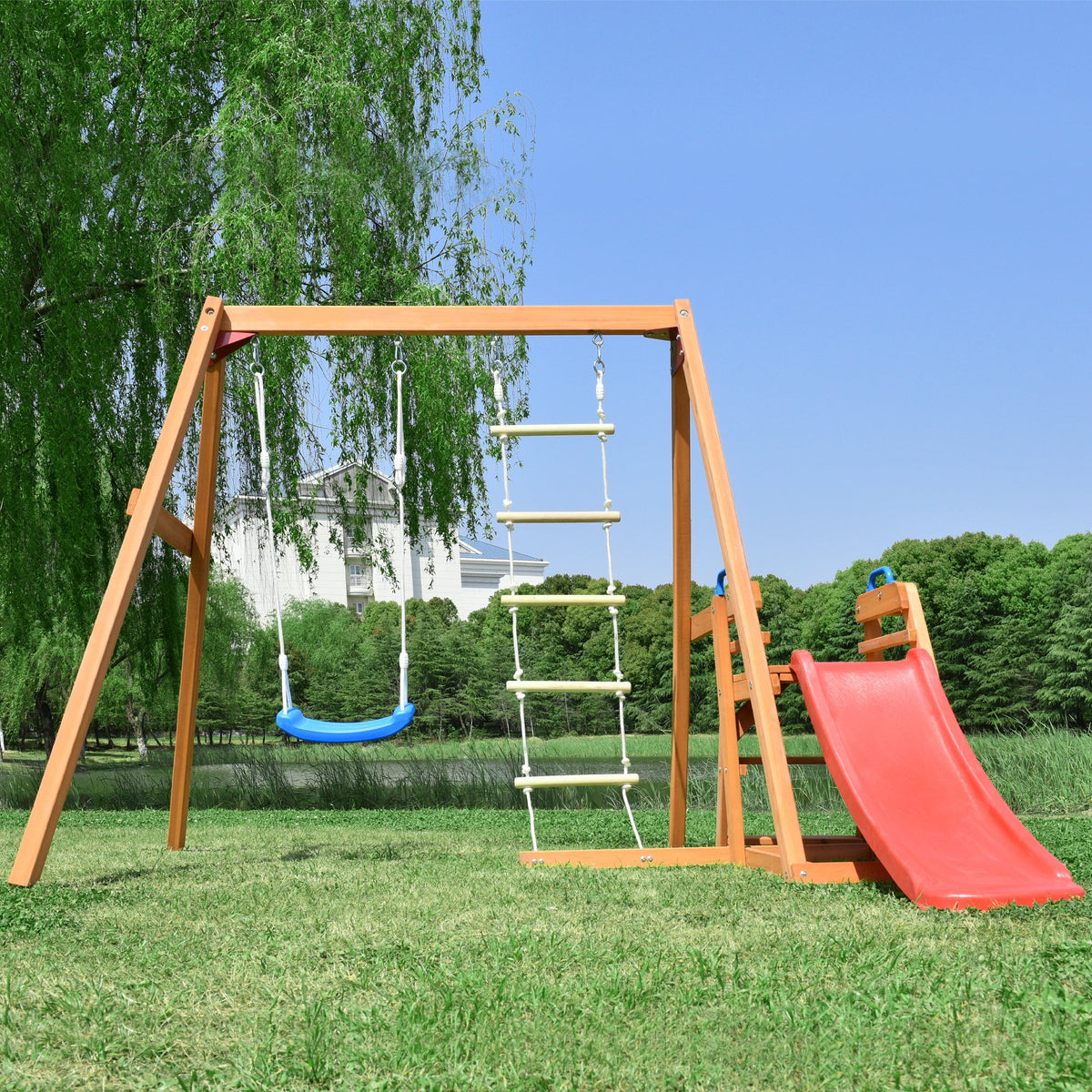 Wooden Swing Set for Outdoor Play M954632