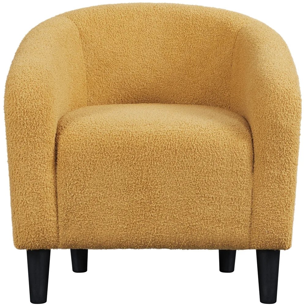 Mustard Yellow Upholstered Barrel Accent Chair V9724
