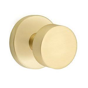 Half Dummy Round Door Knob and Disk Rose in Satin Brass D1395