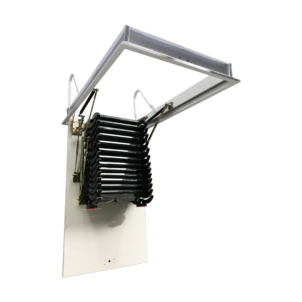 Black 13 Steps Ceiling Mounted Telescopic Loft Ladder L23730