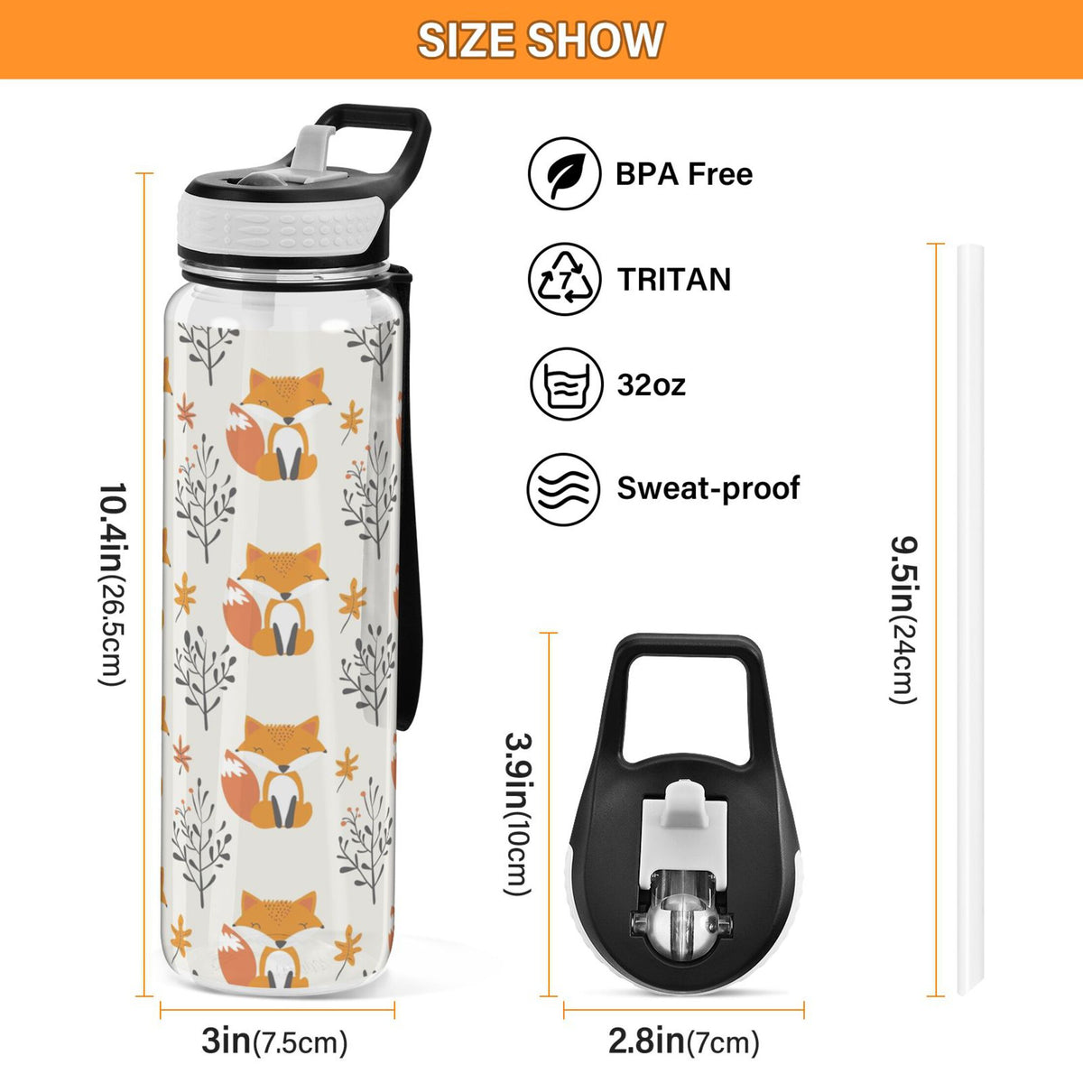 32oz Tritan Water Bottle with Straw K6318