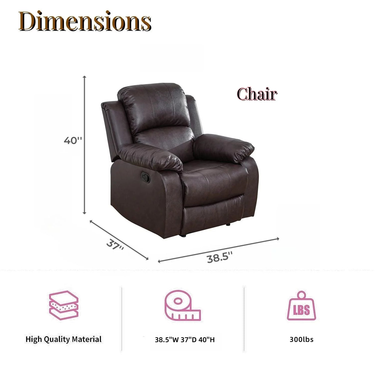 Leather Recliner Chair with Adjustable Backrest Y23018
