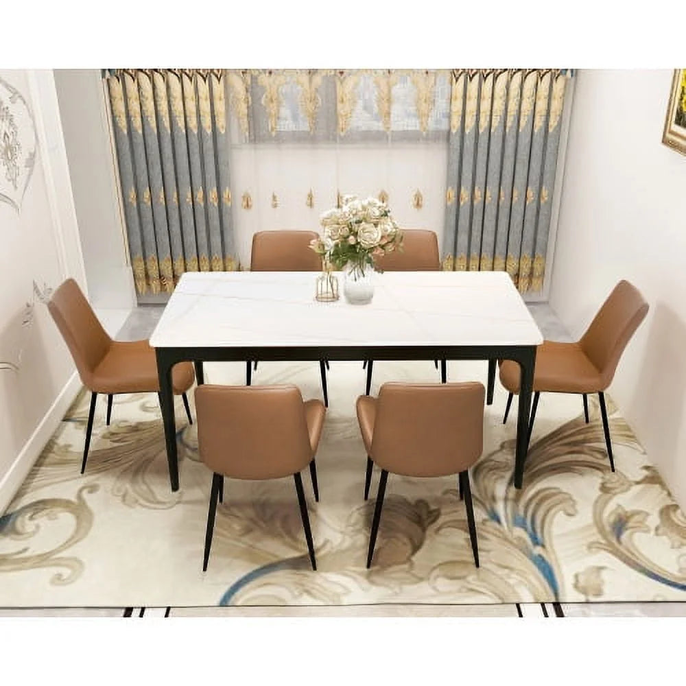 White Sintered Stone Dining Table 63 inch Z93268