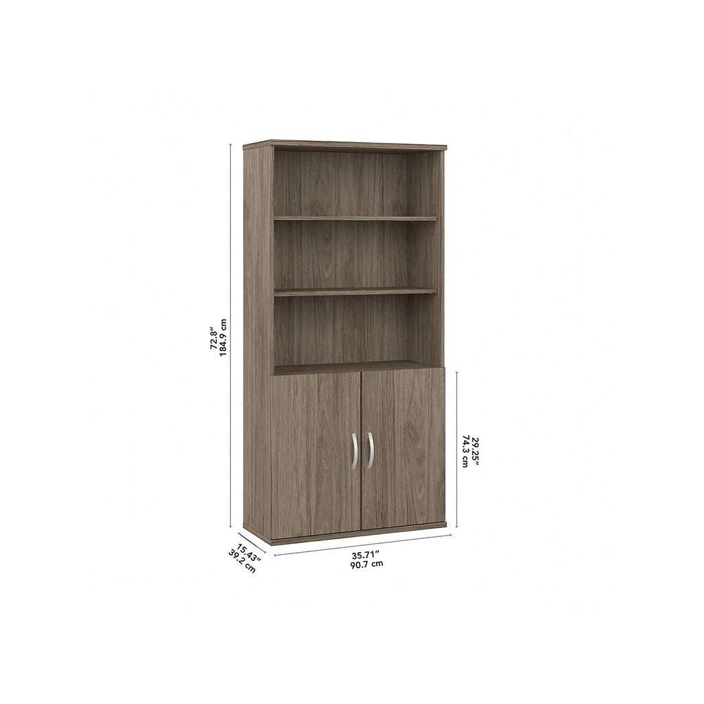 Tall 5 Shelf Bookcase with Doors V7987