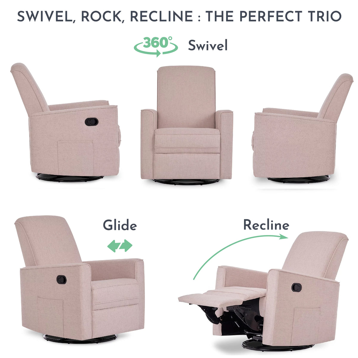 Rose Polyester Glider Recliner H80273