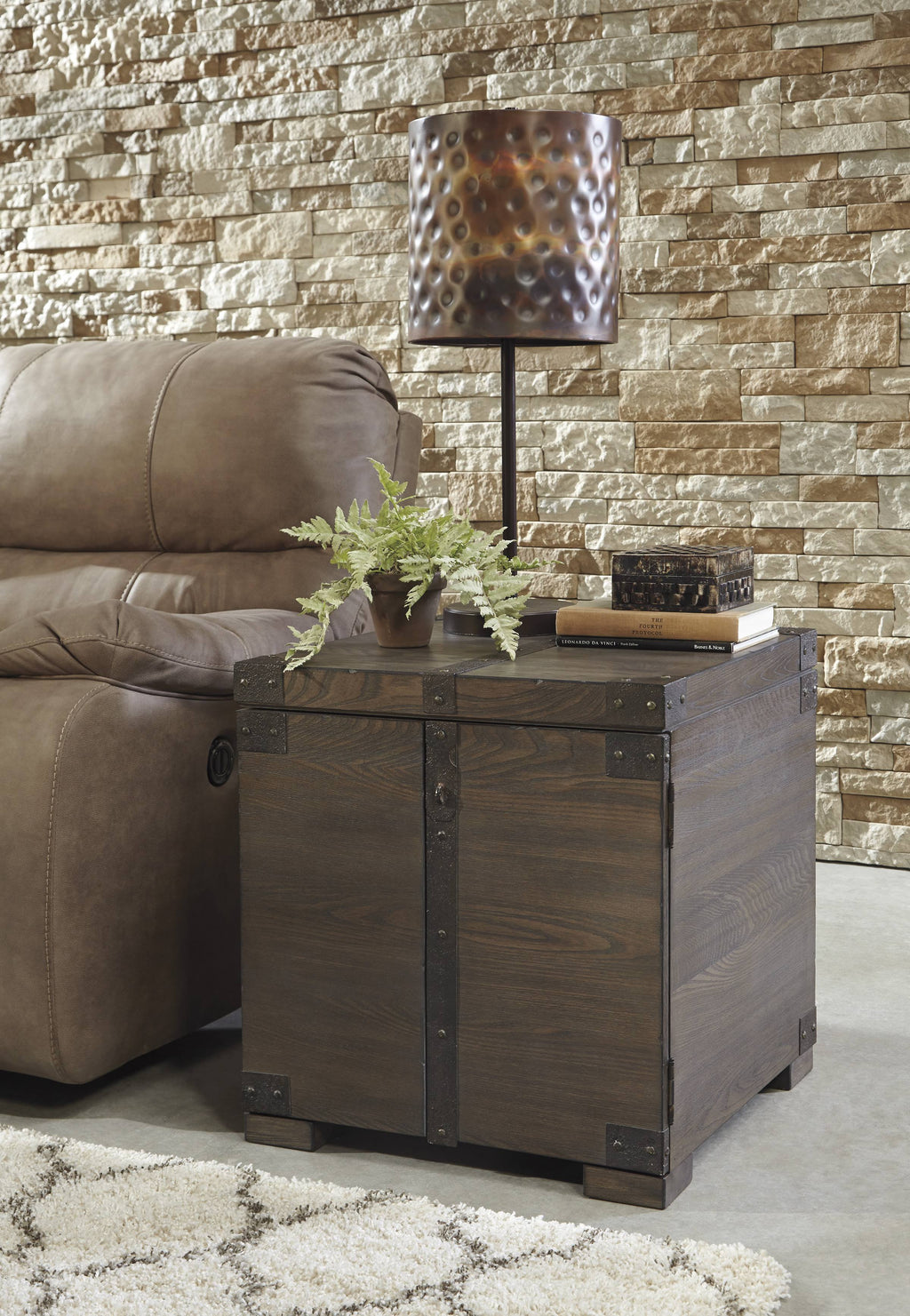 Grayish Brown Square End Table L55415