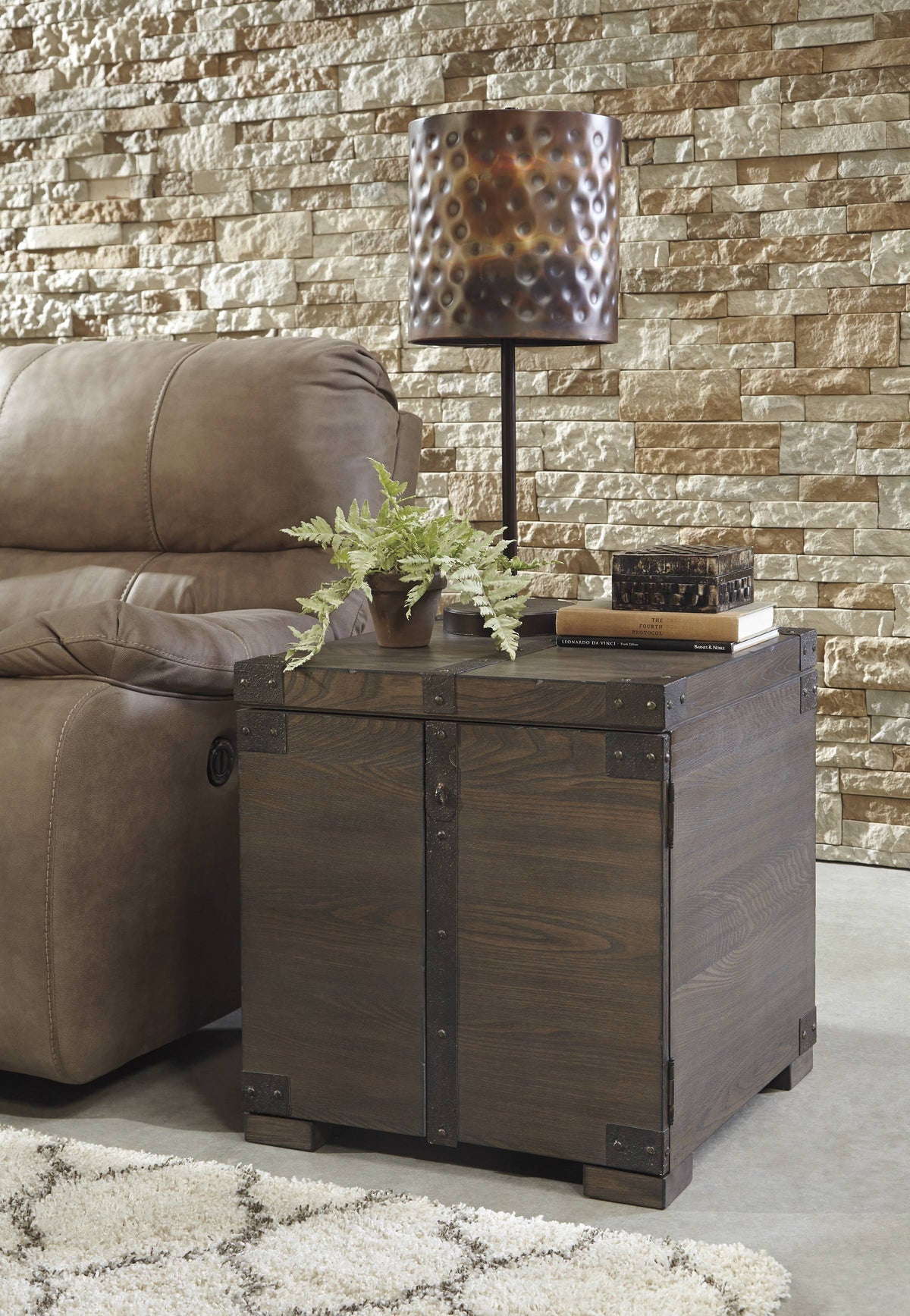 Grayish Brown Square End Table L55415