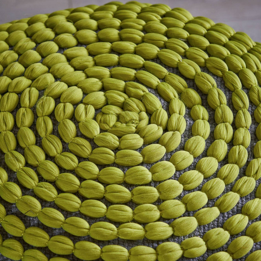Green Handcrafted Fabric Ottoman Pouf B10261