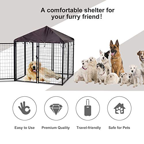 4.6' x 4.6' x 5' Black Welded Wire Outdoor Dog Kennel F1723
