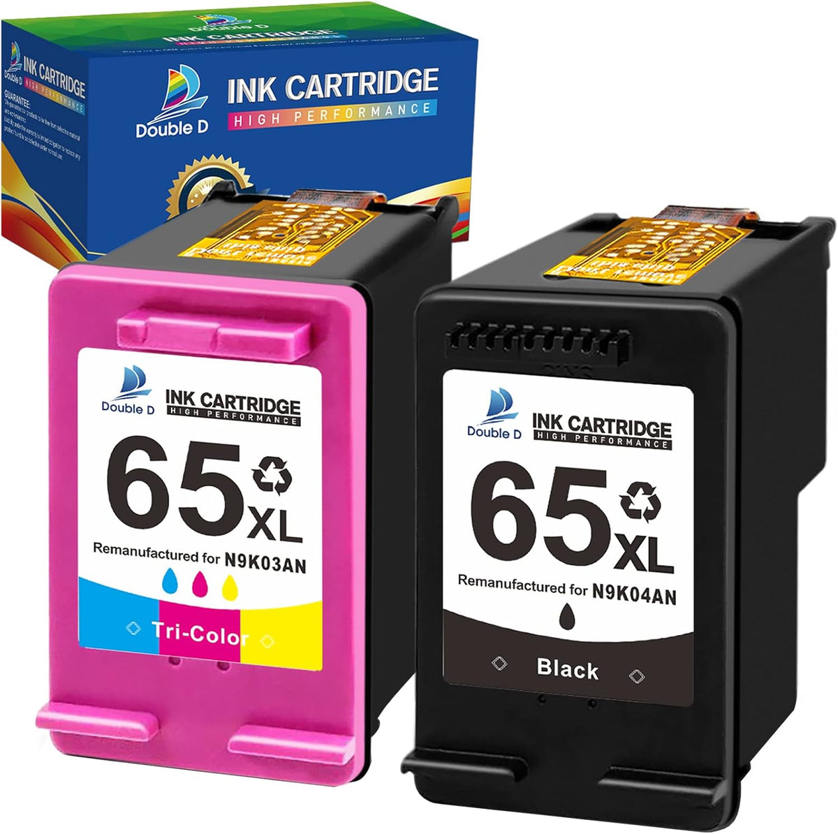 Remanufactured Ink Cartridge Pack of 2 (1 Black 1 Tri-Color) for HP 67 67XL Printer R888608