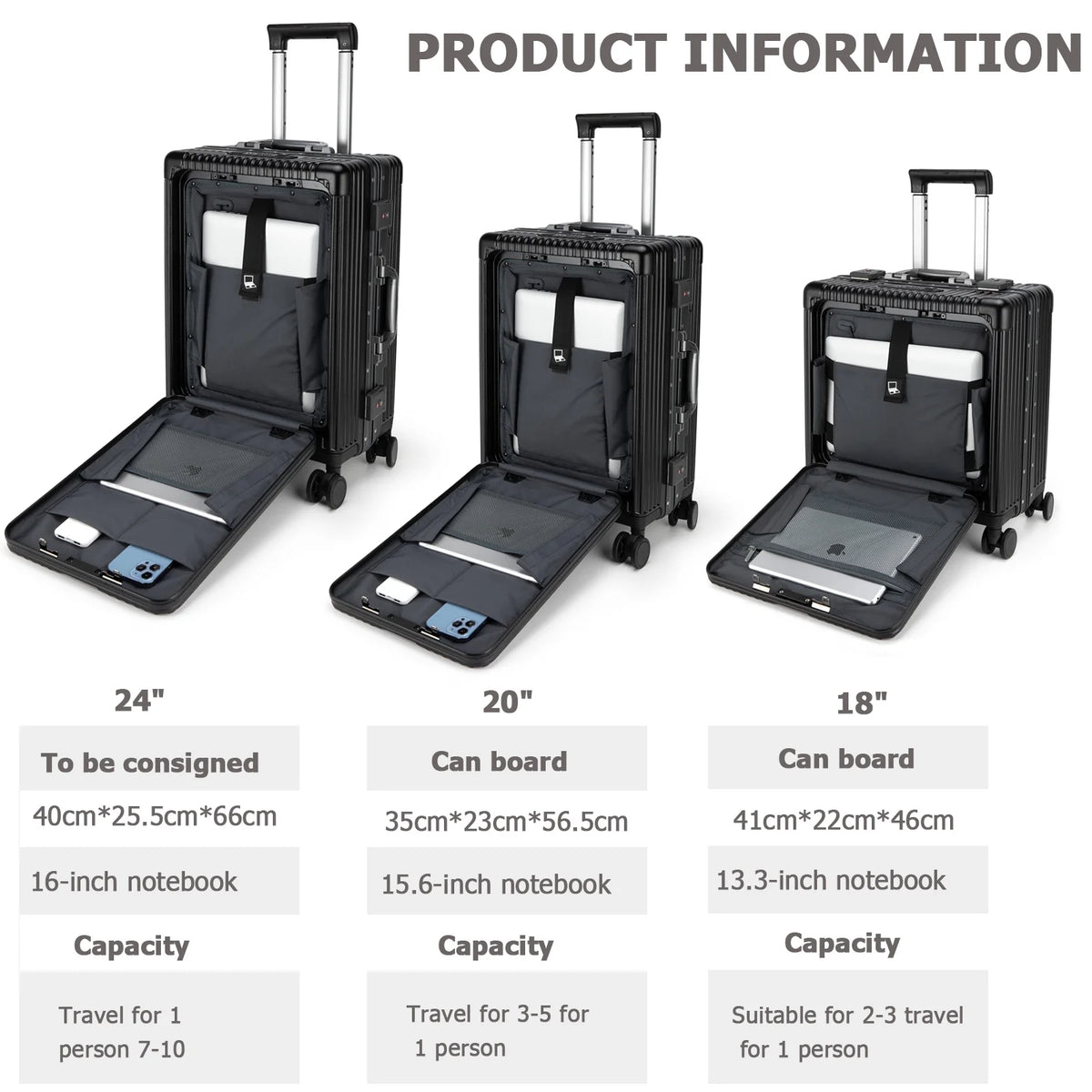 Aluminium Frame Hardside Expandable Spinner Wheel Luggage I797562