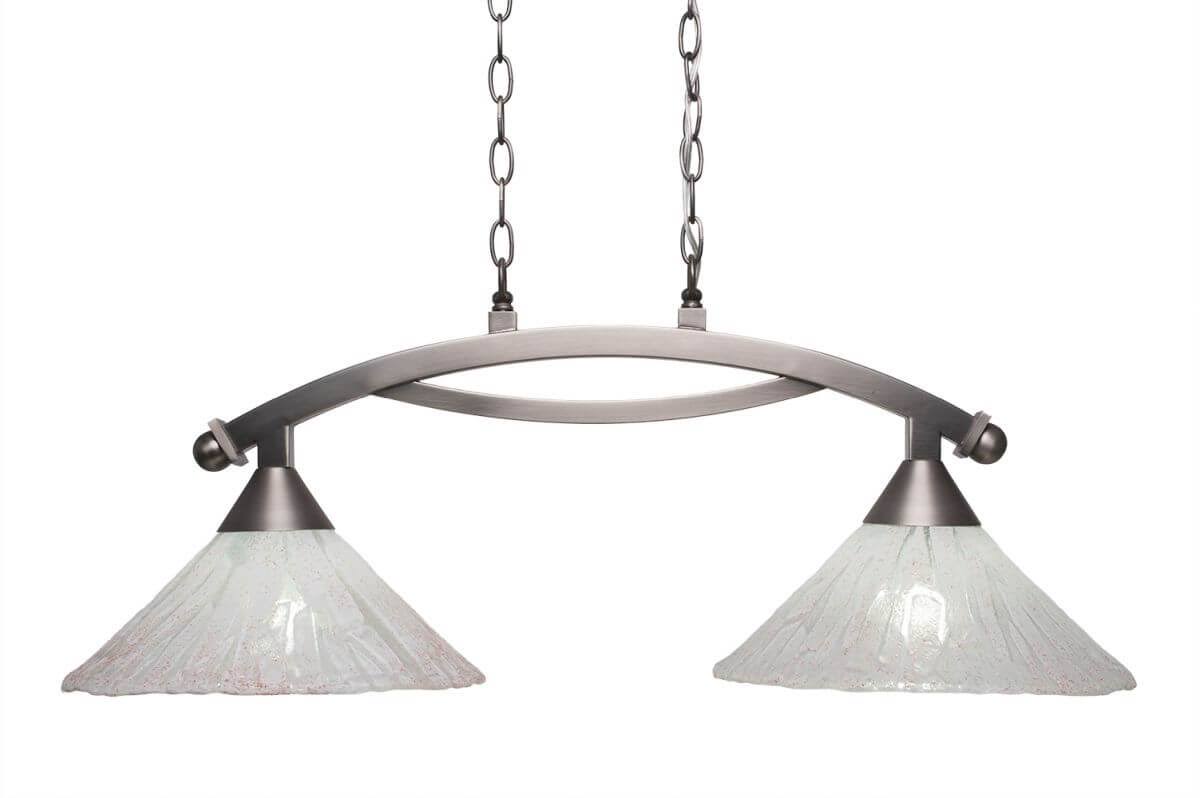 2 Light 33 inch Island Light in Brushed Nickel with Italian Ice Glass V971705
